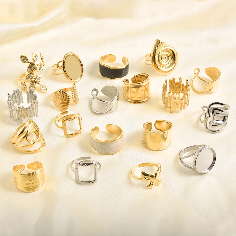 

Fashion 6pcs/Lot Stainless Steel Assorted Opening Adjustable Knuckle Jewelry Charm Enamel Zircon Chic Accessories Party Gift