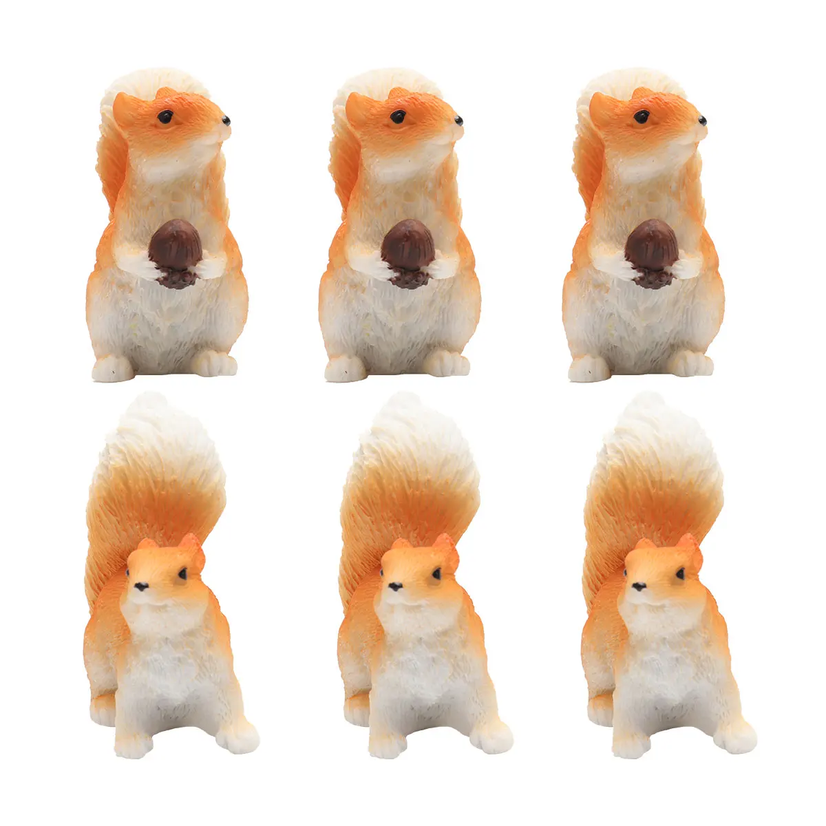 

6pcs Resin Squirrel Figurines Hand-Painted Landscape Animal Decor Garden Yard Christmas Ornament Outdoor Sculptures