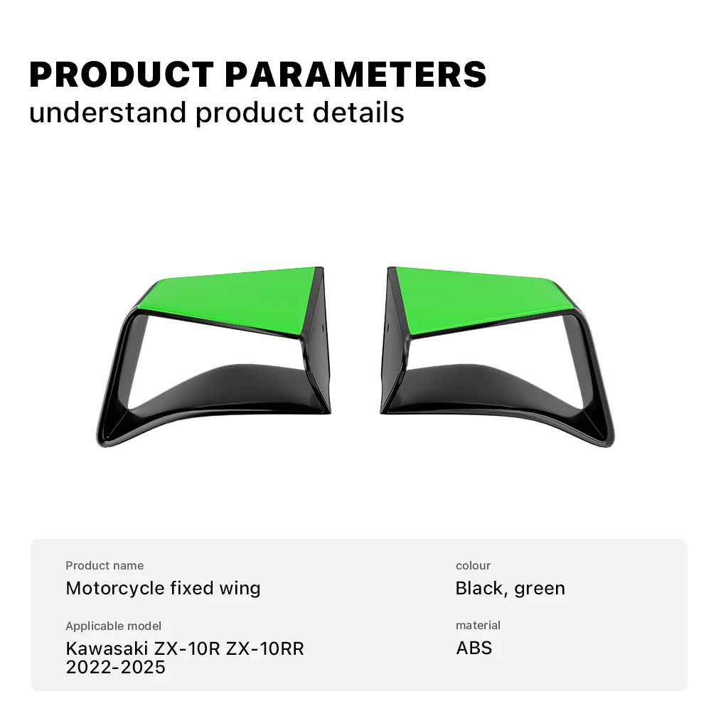 For KAWASAKI ZX-10R ZX10RR Spoiler Winglet 2022-2025 Motorcycle glossy Black Fairing Components Pneumatic Fixed GP Wing Fairing