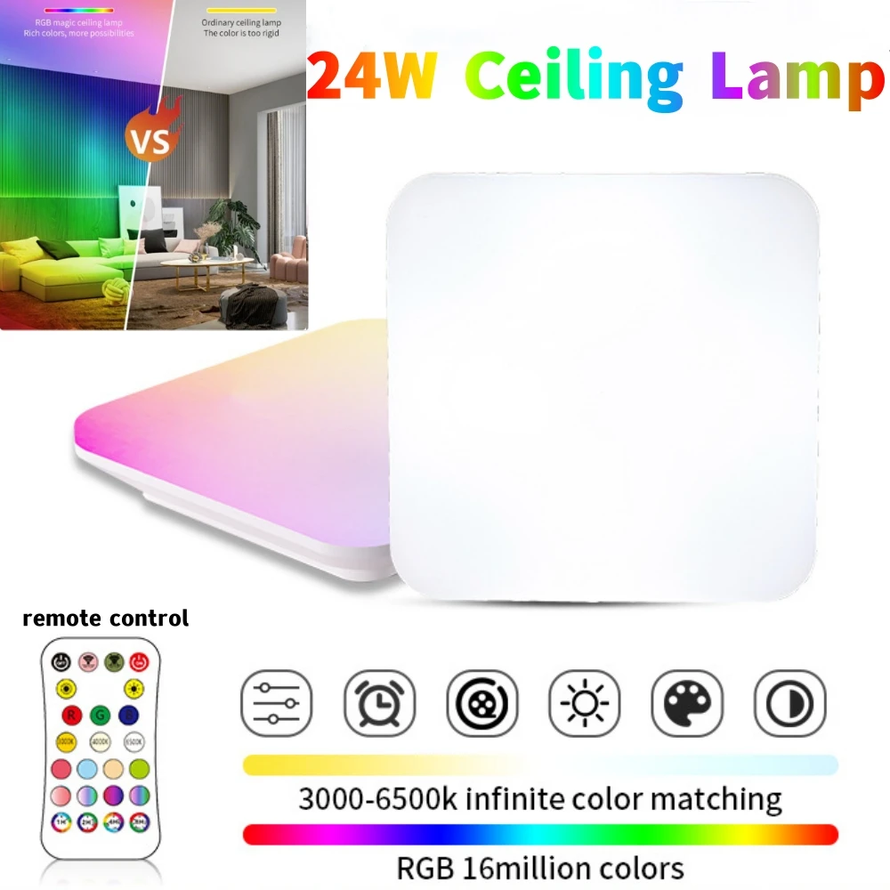 LED Ceiling Light Room Decor 24W RGBCW Colorfull Ceiling Chandelier Remote Control Dimmable Ceiling Lamp Living room Lighting