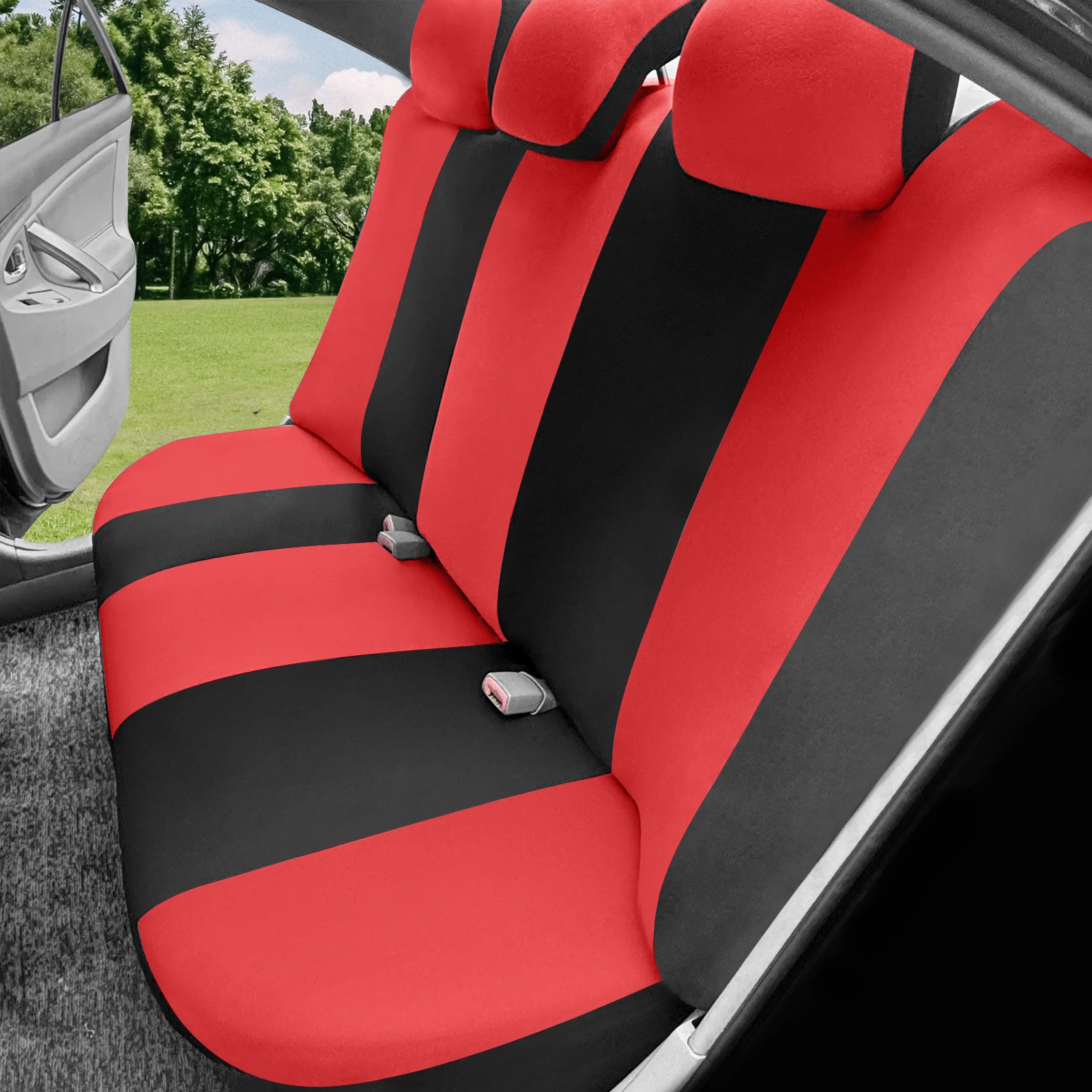 

AUTOKING Universal Full Set Car Seat Covers, Stitched Style, Airbag Compatible Interior Protector for Most Cars