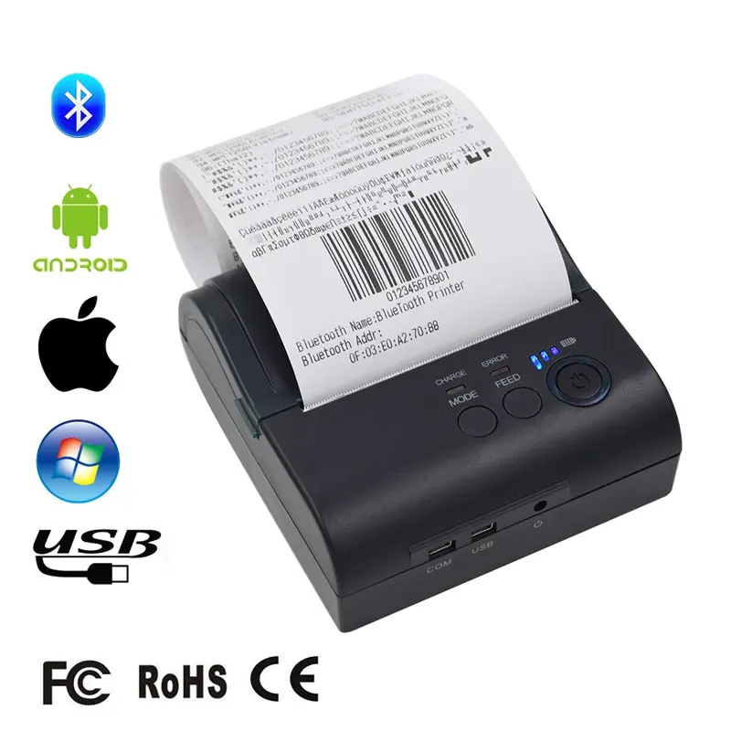 

Fast Printing 80mm Mini Printer Mobile Portable Thermal Receipt Printer IOS Android 4.2.2 Bluetooth 4.0 Printer Free with SDK