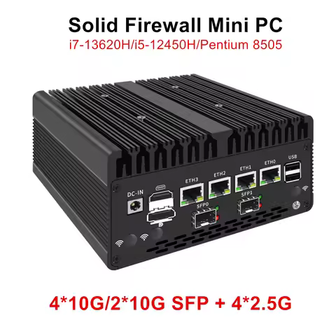 Topton New Firewall Mini PC 4*/2*10G SFP+ Intel i7 13620H 8505 4xi226-V 2.5G 2*DDR5 NVMe Industrial Computer Home Server Proxmox