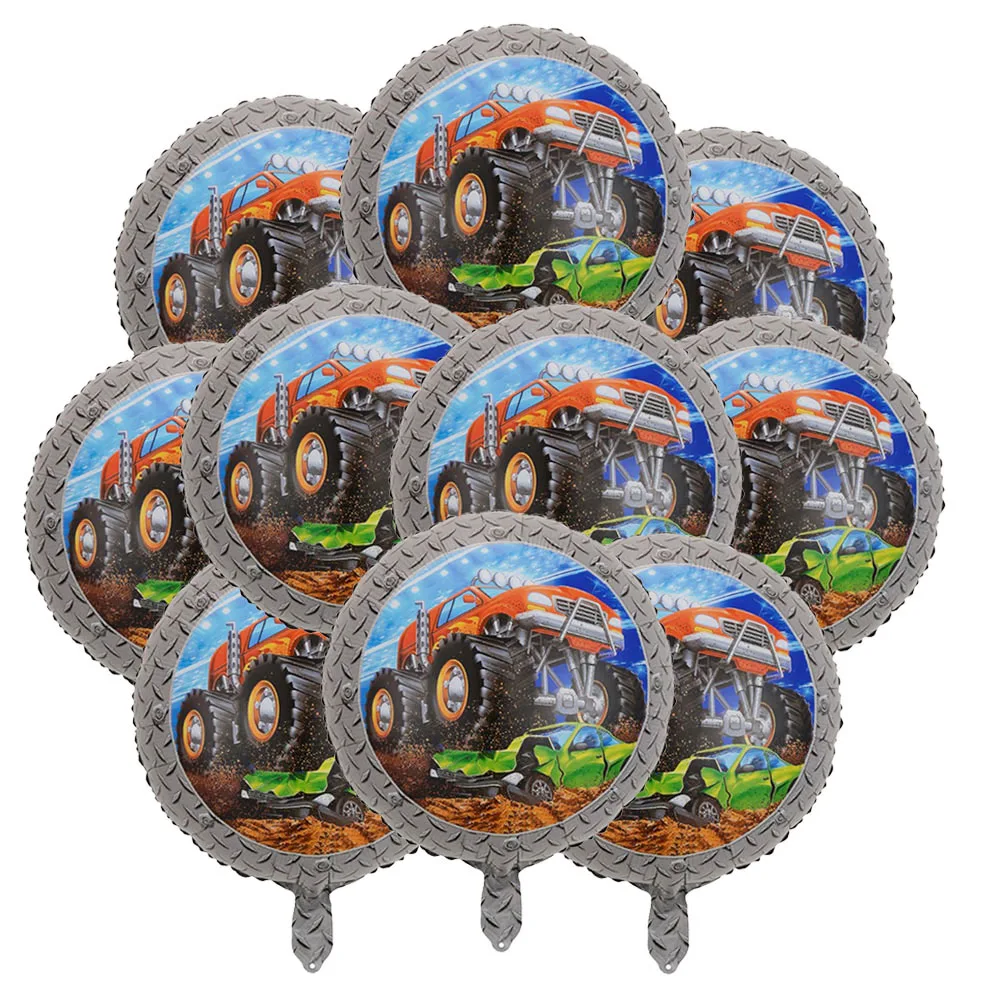 몬스터 트럭 포일 풍선 자동차 테마 타이어 풍선, 4 번째 5 번째 소년 생일 파티 용품, 트럭 생일 장식, 2d, 18 인치, 10 개