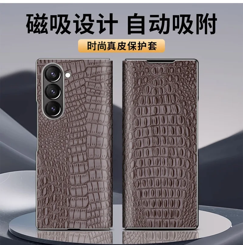 Wobiloo Luxury Genuine Leather Wallet Business Phone Case For Samsung Galaxy Fold 6 8 Ultra Credit Card Money Slot Holste Cover