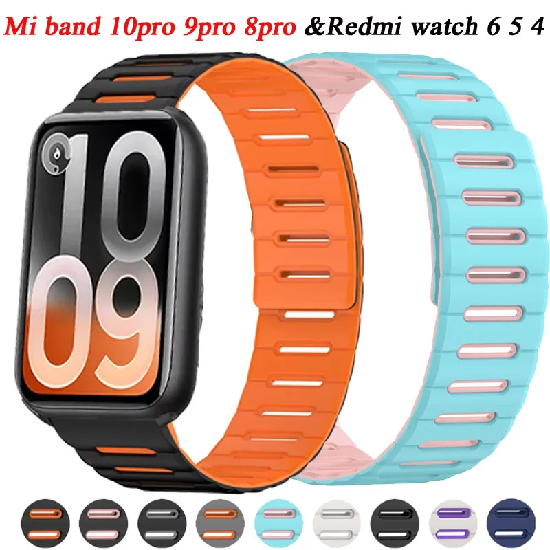Silikon-Magnetarmband für Xiaomi Mi Band 10Pro 9Pro 8Pro Sportuhr-Armband für Redmi Watch 6 5 4 Smartwatch Correa
