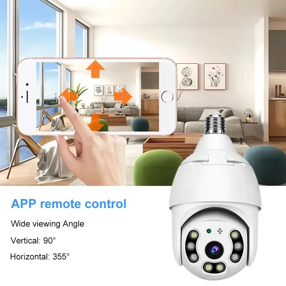 Tuya 5MP E27 Bulb WiFi IP Camera Smart Home AI Human Motion Detect Full Color Night Vision Outdoor Security Surveillance Cameras