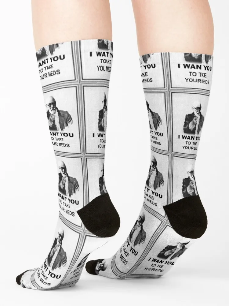 Sigmund Freud Medication Socks compression kawaii with print Mens Socks Women's