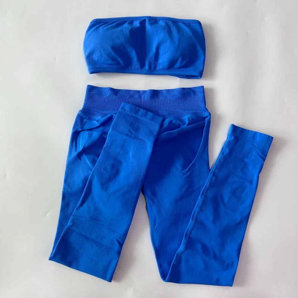 Pericic 2-teiliges Workout-Set für Damen, Rückenfreier Bandeau-Sport-BH, Scrunch-Leggings, Yoga-Bekleidung, Sport-Gym-Kleidung, Outfit-Set – Detail 23