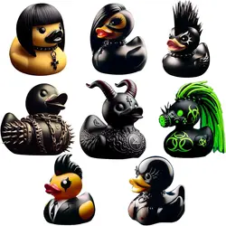 Goth Satanic Duck, Gothic Cyberpunk Aviator Resin Punk Ducks, Gothic Satan Duck Statue, Novelty Rock Ducky Ornaments Decoration