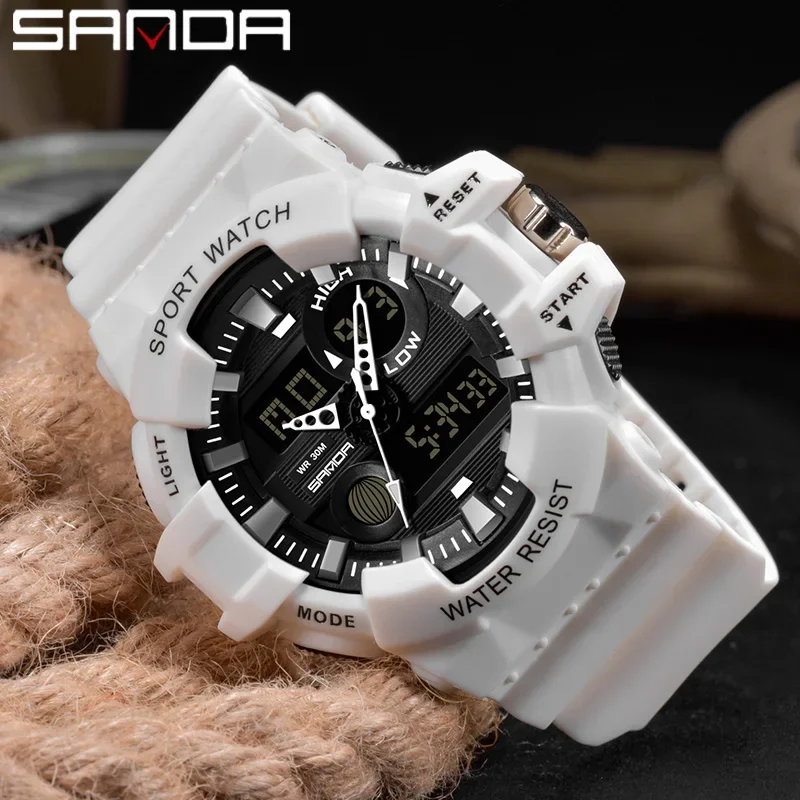 SANDA G Style Military Outdoor Sports Men Watches Top Brand Luxury Men Quartz Watch Waterproof LED Digital Electron Wristwatches