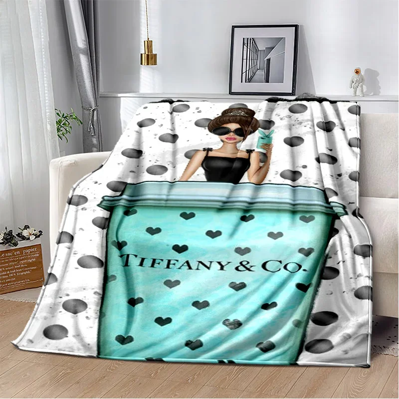 Blue Jewelry Brand Logo Printed Blanket Flannel Soft Warm Cover Blanket Bed Sheet Bedding throw blanket