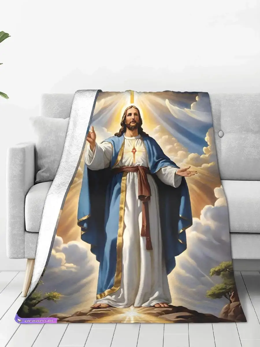 Myth Jesus Fun Flannel Throw Blanket Soft Warm Winter Bedspread for Kids Outdoor Aesthetic Sofa Bed Cover