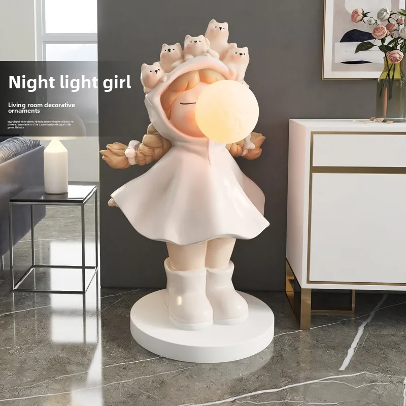 Home Decor Sculptures & Figurines Decorations Accessories Bubble Girl Lighting Floor Ornaments Living Room Resin Animal Statues