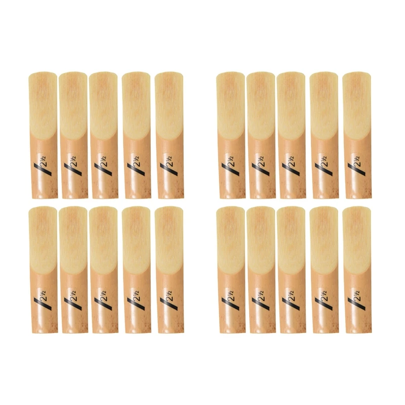 

20Pcs Bb Clarinet Reeds Strength 2.5 2-1/2 Reed Bamboo Woodwind Instrument Parts & Accessories