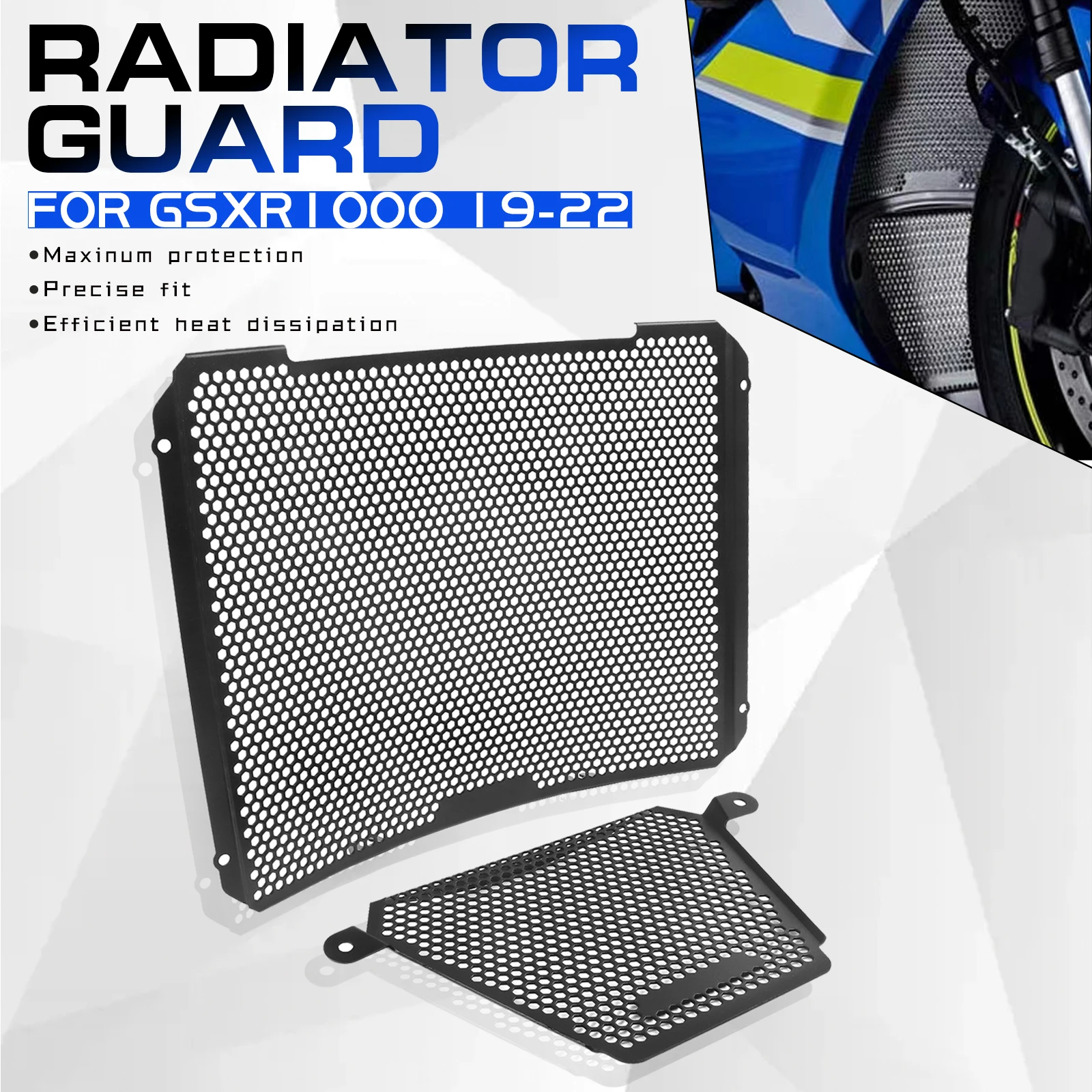 

For Suzuki GSXR1000 GSXR GSX-R 1000 2019-2022 2021 Radiator Grille Guard Cover Protection Water Tank Protection