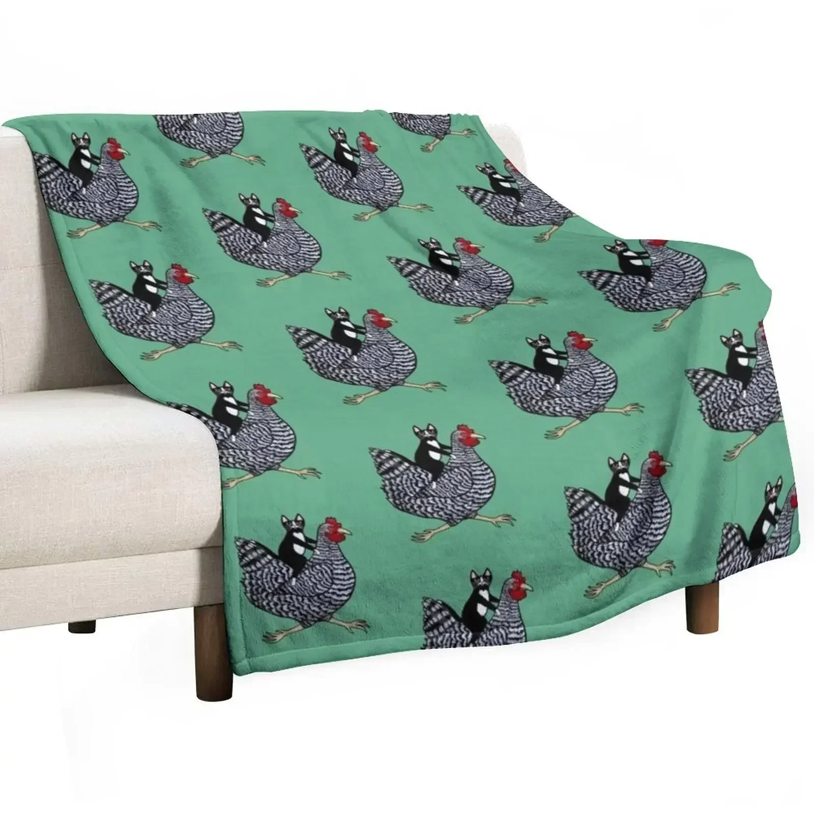 

Cat Riding a Chicken Throw Blanket decorative anime warm winter Soft Plush Plaid Blankets