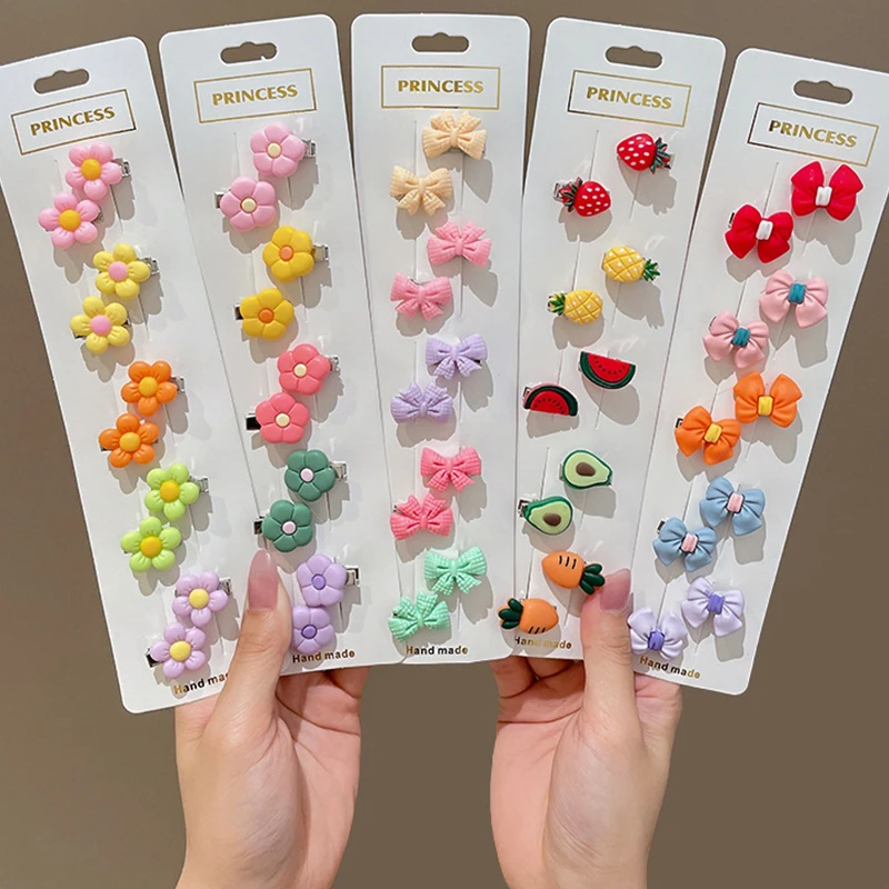 10Pcs Children\'s Small Acrylic Hair Clip Girl Cute Summer Baby Mini Hairpin Color Clip For Kids Headdress Broken Hair Bangs Clip