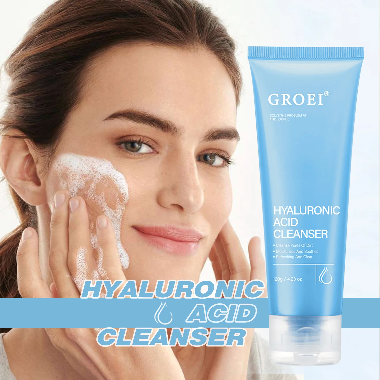 

Hyaluronic Acid Facial Cleanser Skin Deep Cleansing Moisturizing Blackhead Removal skincare Face Wash Foam Face Cleanser Care