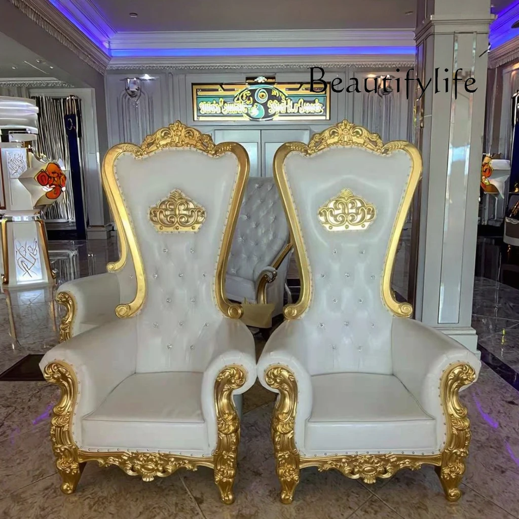 المبيعات الساخنة رخيصة الثمن الذهب الفاخرة الحدث الملكي العرش الملك نمط كرسي الزفاف مقاعد العروس والعريس #2