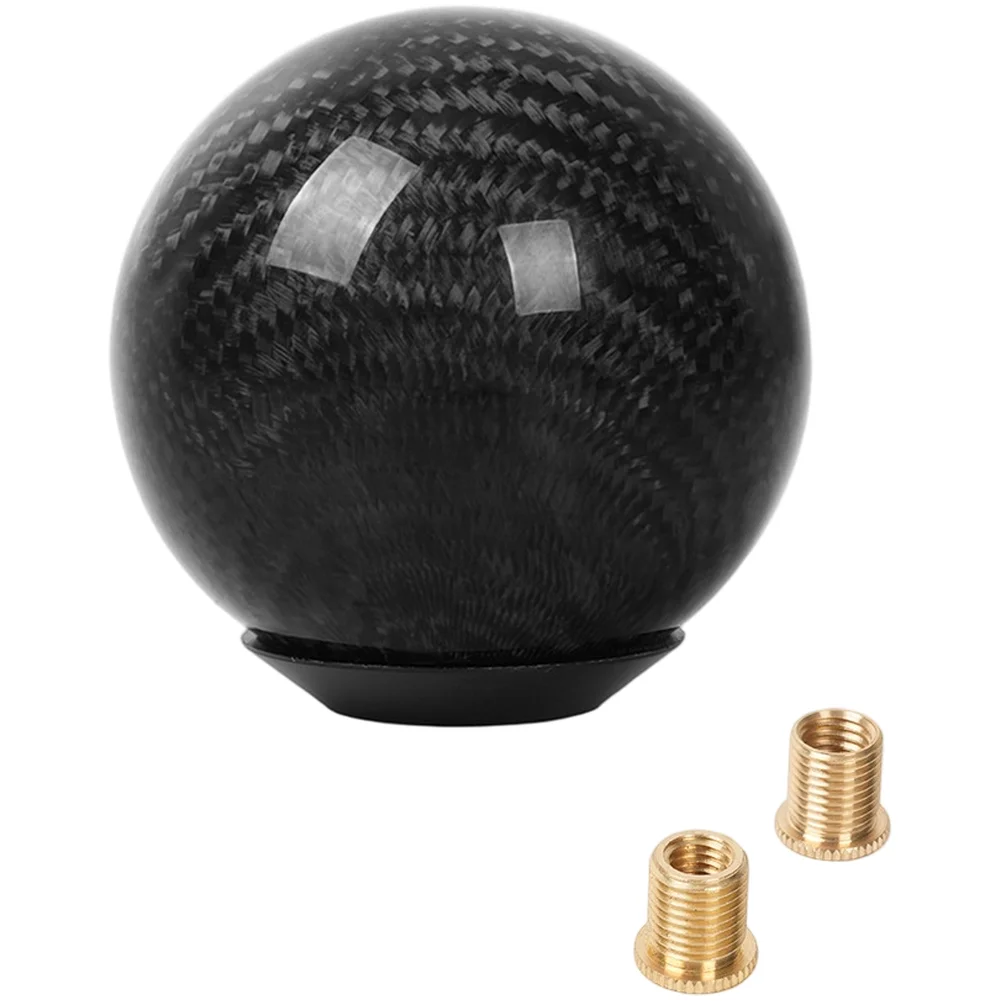 /Carbon /Fiber /Round Shift Knob Automatic Gear Shift Head With Thread Adapters For Car For Modification Interior Accessories