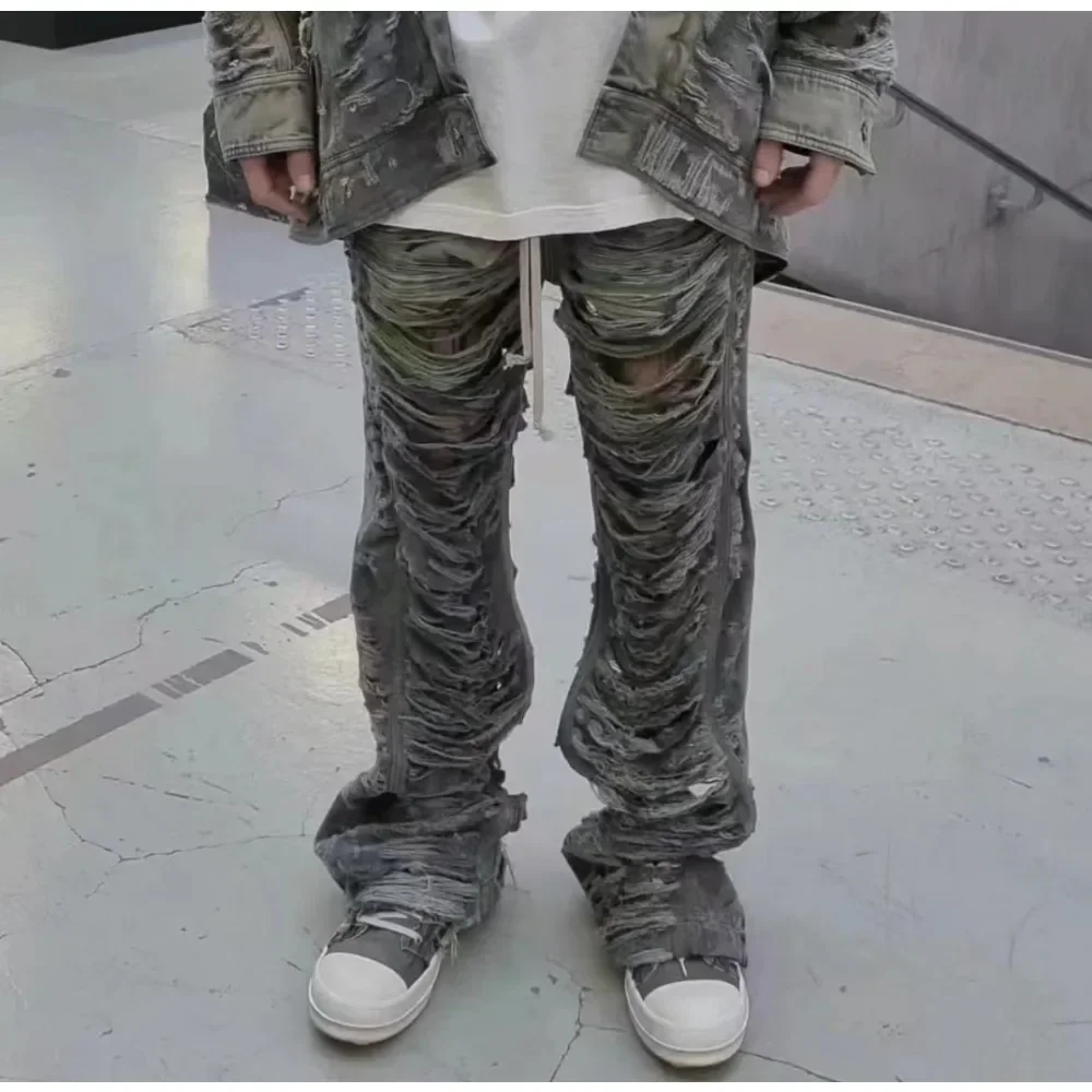 NIGO MR Denim Trousers Vintage Aged Trend Hip Hop Temperament Fashion High Street Trousers Men's Clothing #NGTOP11241