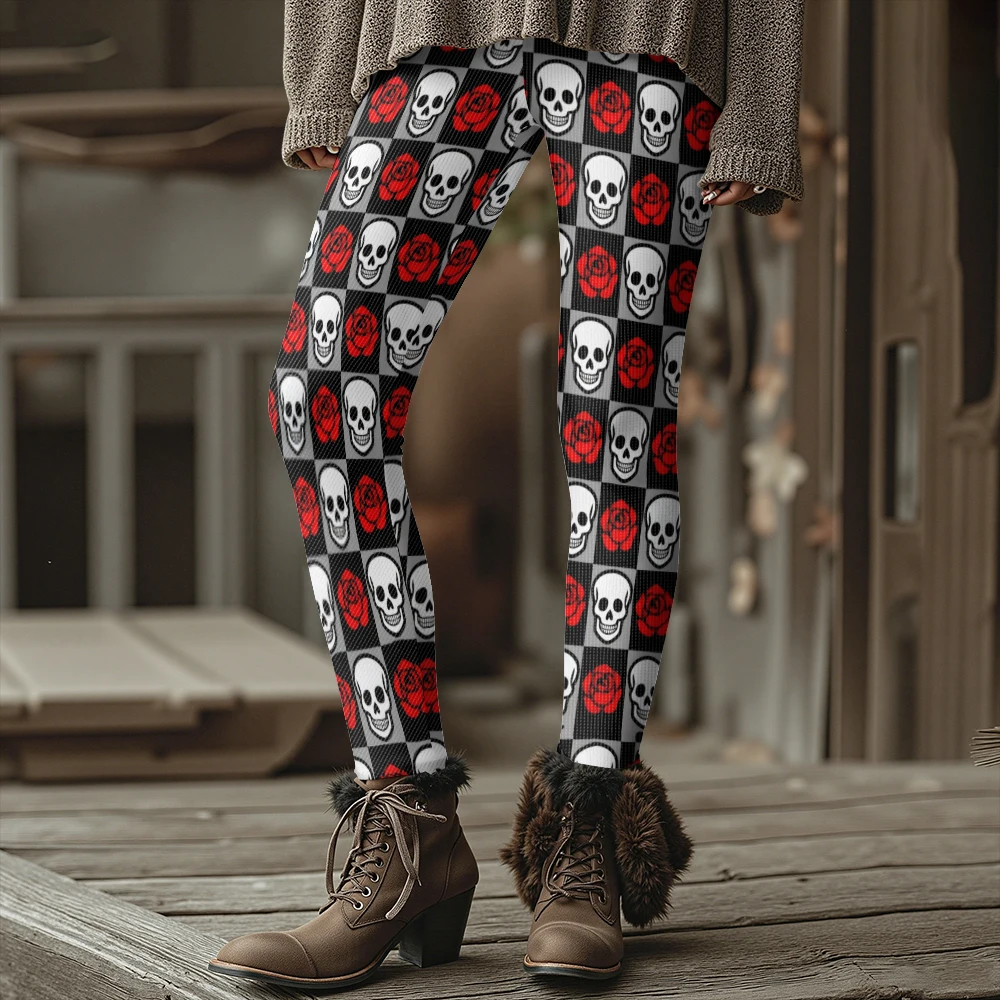 القوطية روز الجمجمة الحرارية طماق للنساء منفعل الشتاء الشارع الشهير هالوين حفلة الزي الهيب هوب جوارب مثيرة سليم صالح السراويل #4