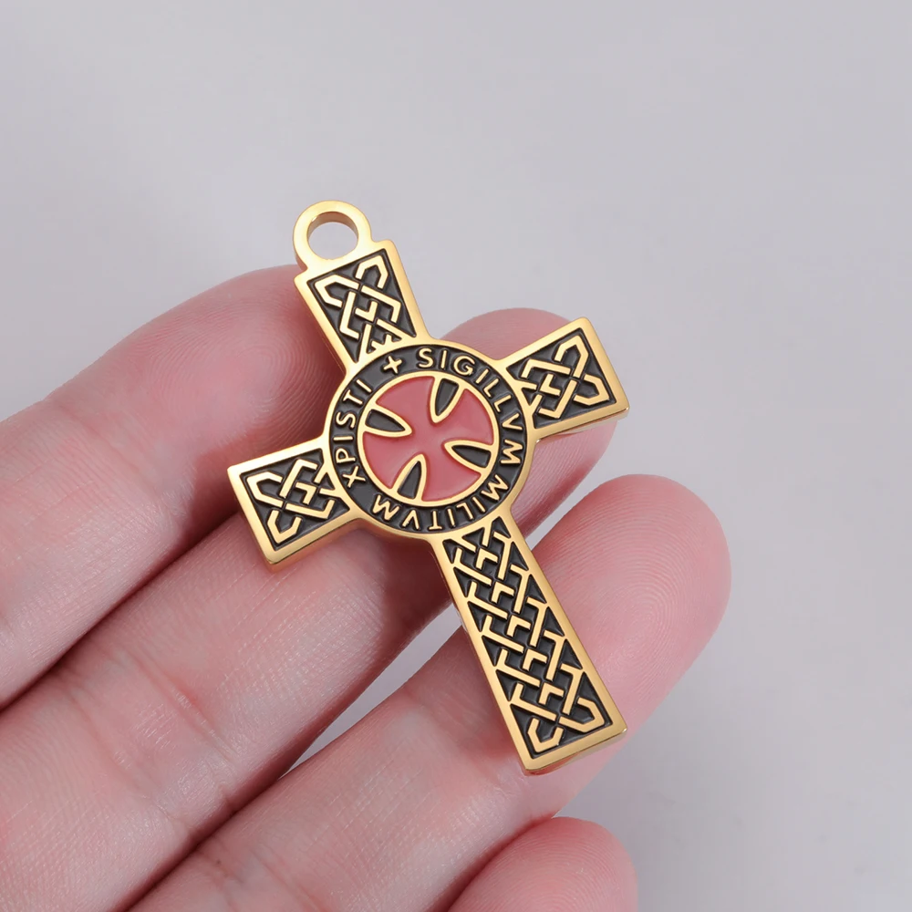 Dawapara Templar Cross Pendant for Jewelry Making Holy Knight Religious Protection Amulet Stainless Steel Charm DIY Accessories