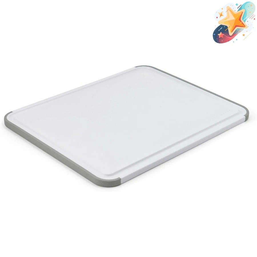 

White Gray Cutting Board 11x14, Non-Slip, Juice Groove, Dishwasher Safe for Meat, Vegetables, Easy Cleaning, Kitchen Essential