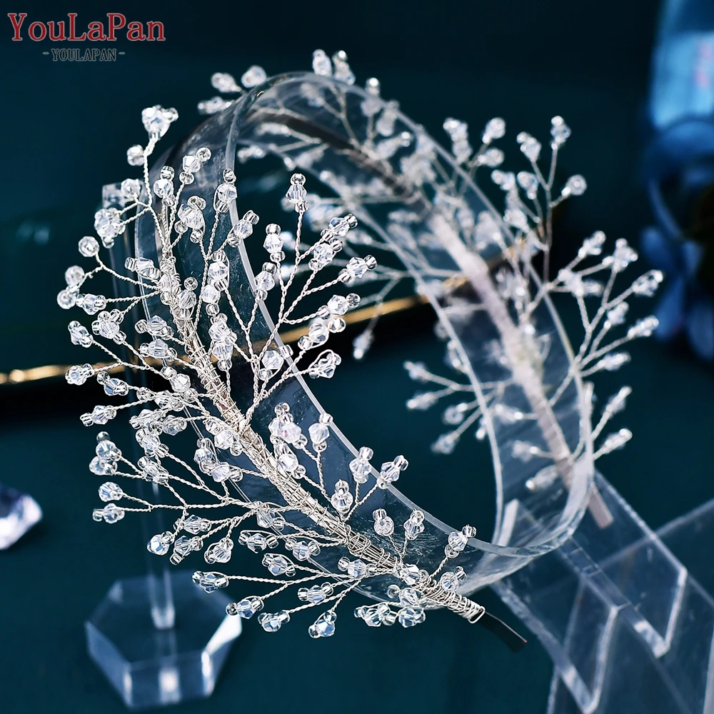 YouLaPan-Diadema de cristal para dama de honor, adornos para el pelo de boda, tocado hecho a mano, joyería para banquete y fiesta, HP595