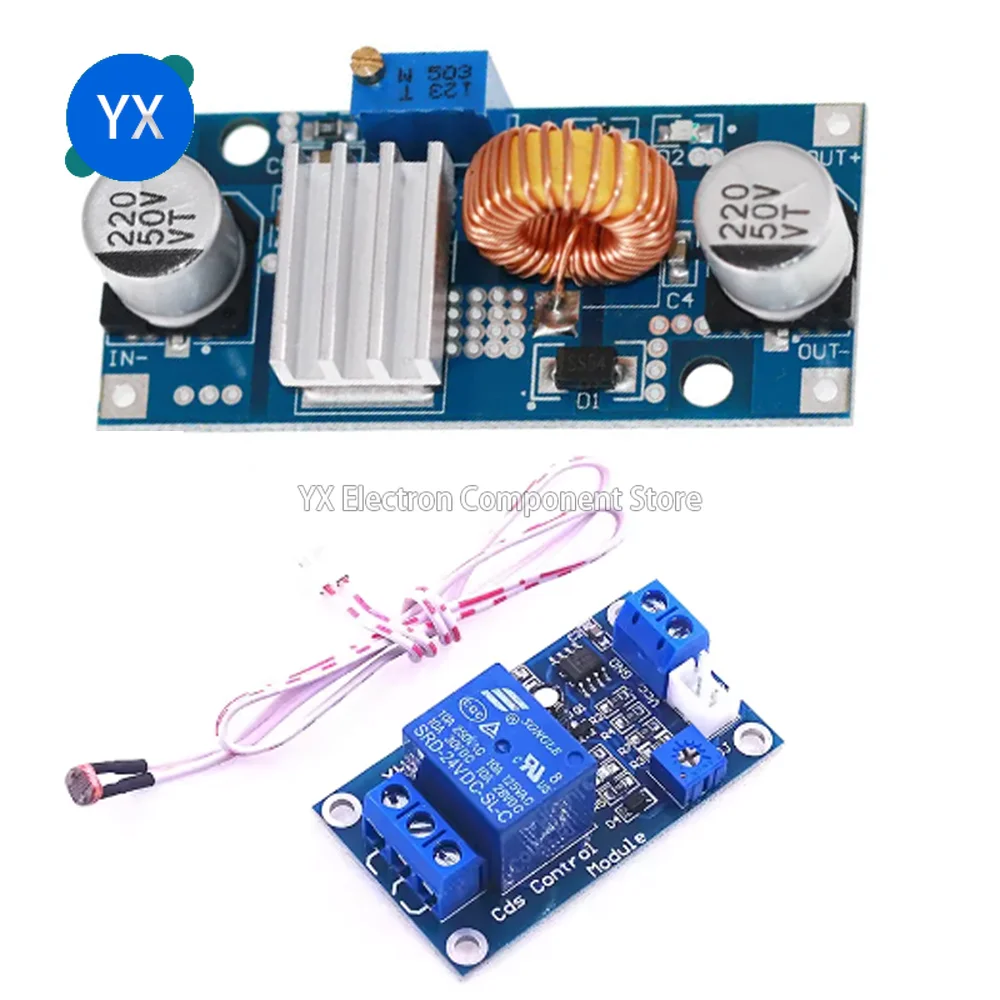 10pcs XH-M131 Photoresistor Module and 10pcs DCDC XL4015 Adjustable Step-Down Module Detect Environment Stable Power Supply