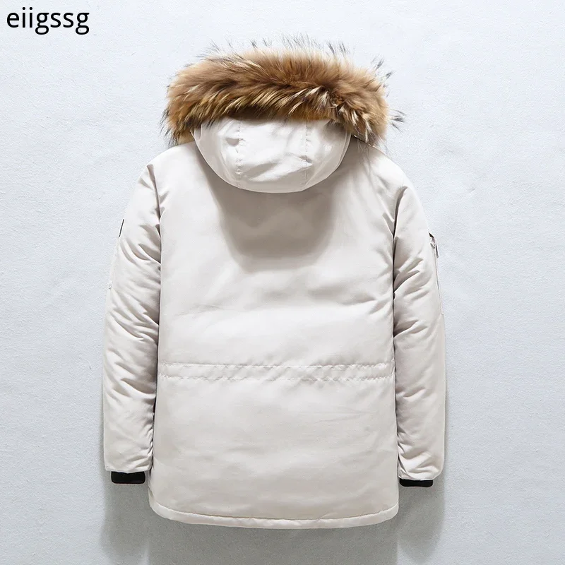 Down Jackets for Men, Thick Warm Parkas, White Duck Down Coats, Waterproof Jacket, Casual Fashion, Winter, 877, 90%