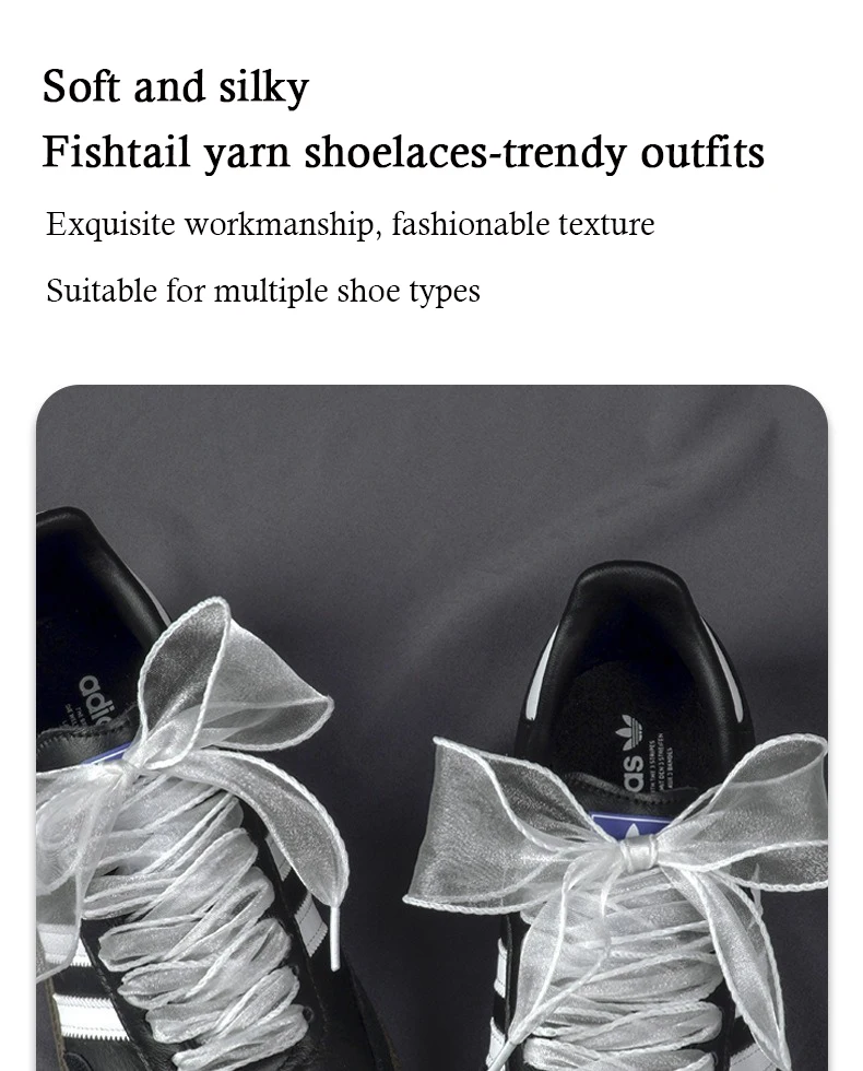 1 Paar flache, transparente Schuhbänder, 4 cm breit, modische Schuhbänder aus Schneegarn, elegante Schuhbänder für Damen und Mädchen. ﻿ Schuhzubehör – Detail 11