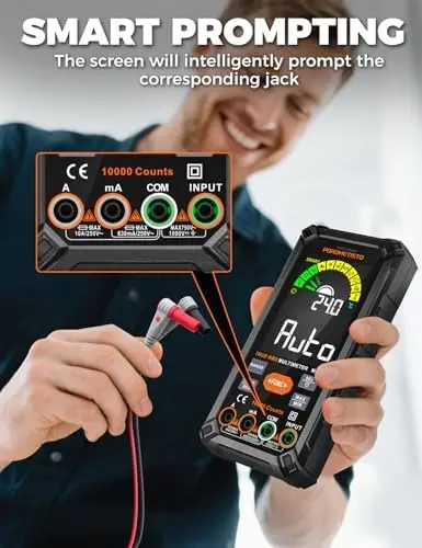 Digital Multimeter 10000 Count TRMS, Auto-Ranging Volt Meter, Rechargeable Smart Tester for Voltage, Current, Resistance