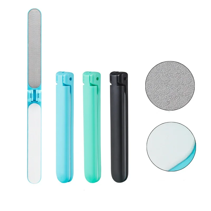 Składany Dwustronny Metalowy Pilnik do Paznokci Szlifujący Grube Manicure Usuwanie Lakieru Żelowego UV Przenośny Dwustronny Mocny Pedicure Narzędzia do Paznokci