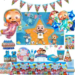 Disney Cartoon COCoOMELONS Birthday Party Decoration Supplies Baby Shower Disposable Tableware Balloon backdrop