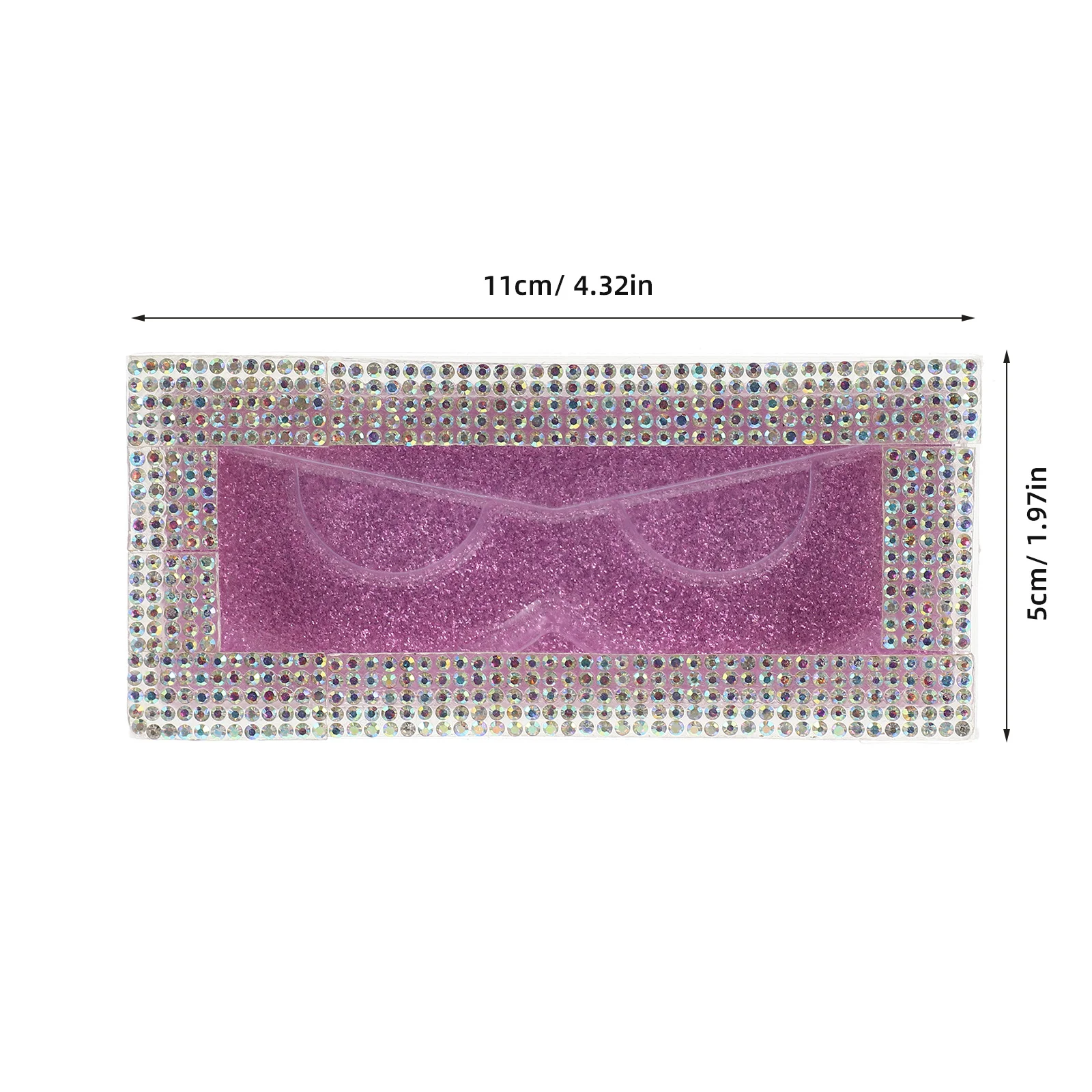 長方形のラインストーンつけまつげボックス スライド収納ケース トラベルオーガナイザーホルダー ベースカード つけまつげディスプレイ用