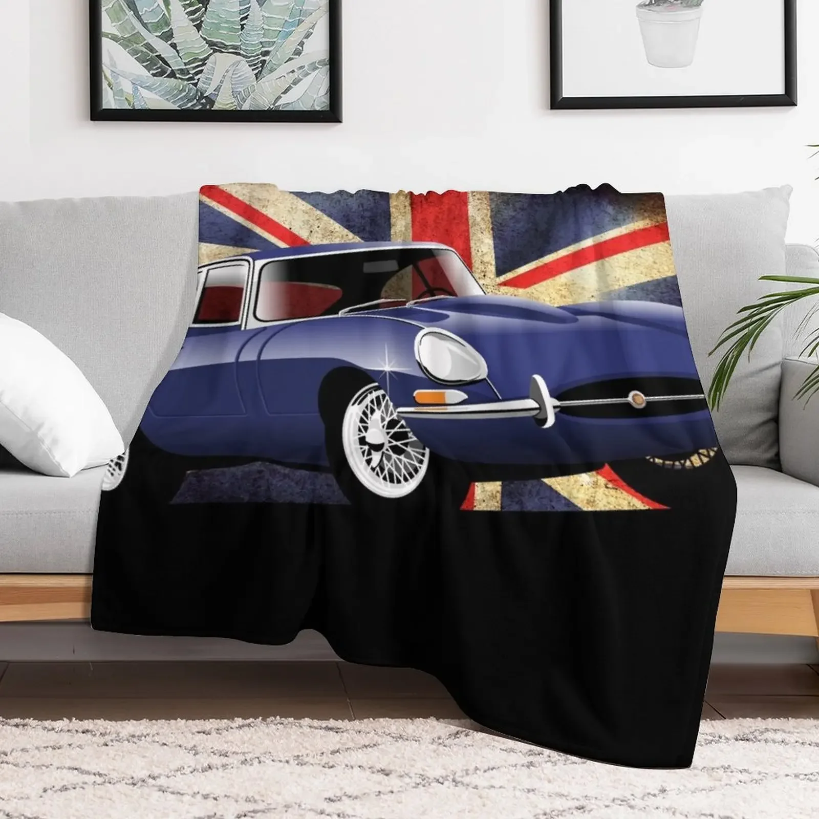 E-type series 1 coupe - blue Throw Blanket Moving Warm Blankets