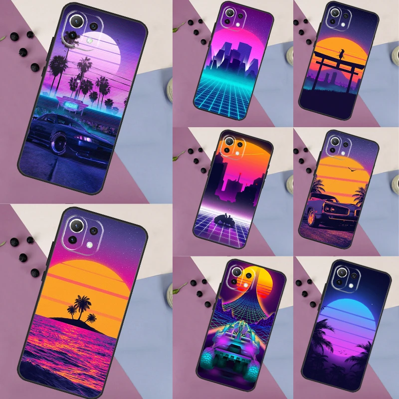 Synthwave 80's Retro Neon vaporwave Case For Xiaomi 13T Pro 12T 11T 14 12 13 Lite 12X POCO X5 X3 F5 Pro X4 F3 F4 C65 M5s Cover