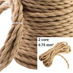 Retro Electrical Wire Cables 2x0.75mm² 2 Core Twisted Cable Hemp Rope Copper Vintage Lamp Cord Woven Textile Wire Pendant Light