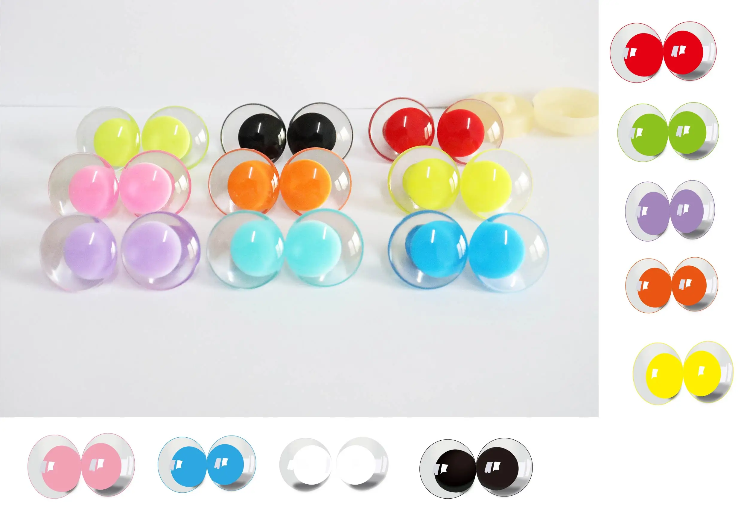 100 buah mata masckaszem 9 warna baru warna-warni 25mm 30mm 3D lucu aksesoris bulat mainan mata dengan pencuci keras untuk Temuan diy