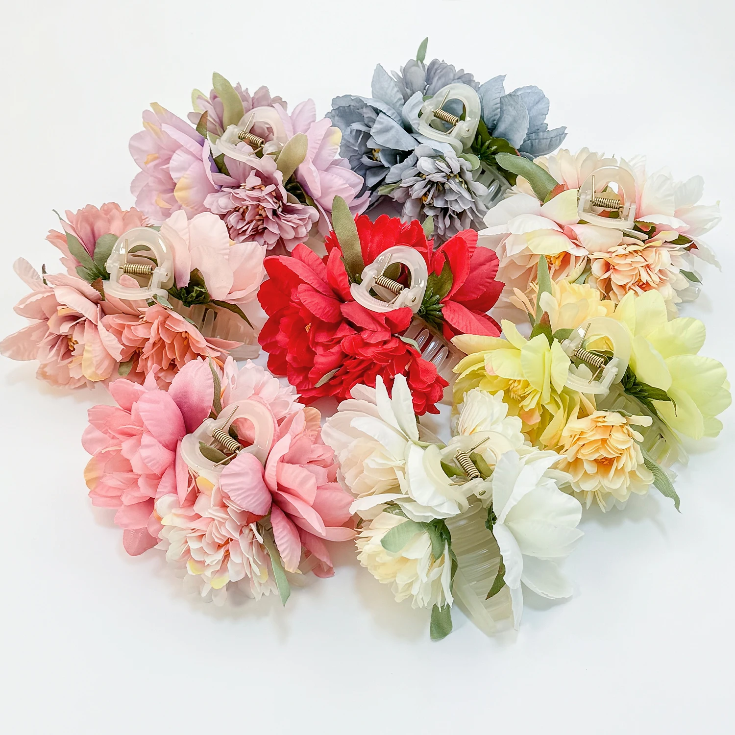 

4/8pcs Simulated Camellia Flower Hair Claw For Girls Bridesmaid Bride Wedding Vaction Hair Accessories For Kids Women