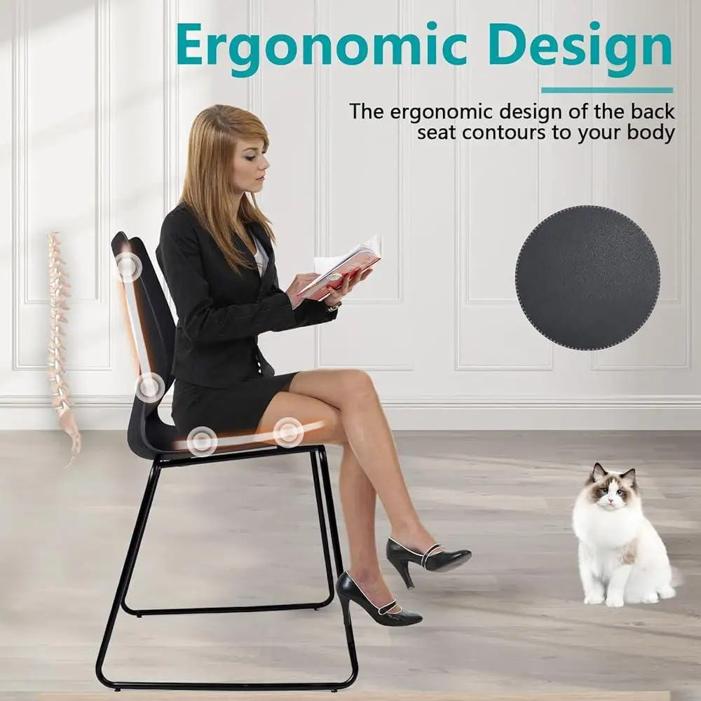 Stackable Conference Chairs Waiting Room Chairs with Back Metal Legs Durable Sled Base Office Training Guest Seating Easy