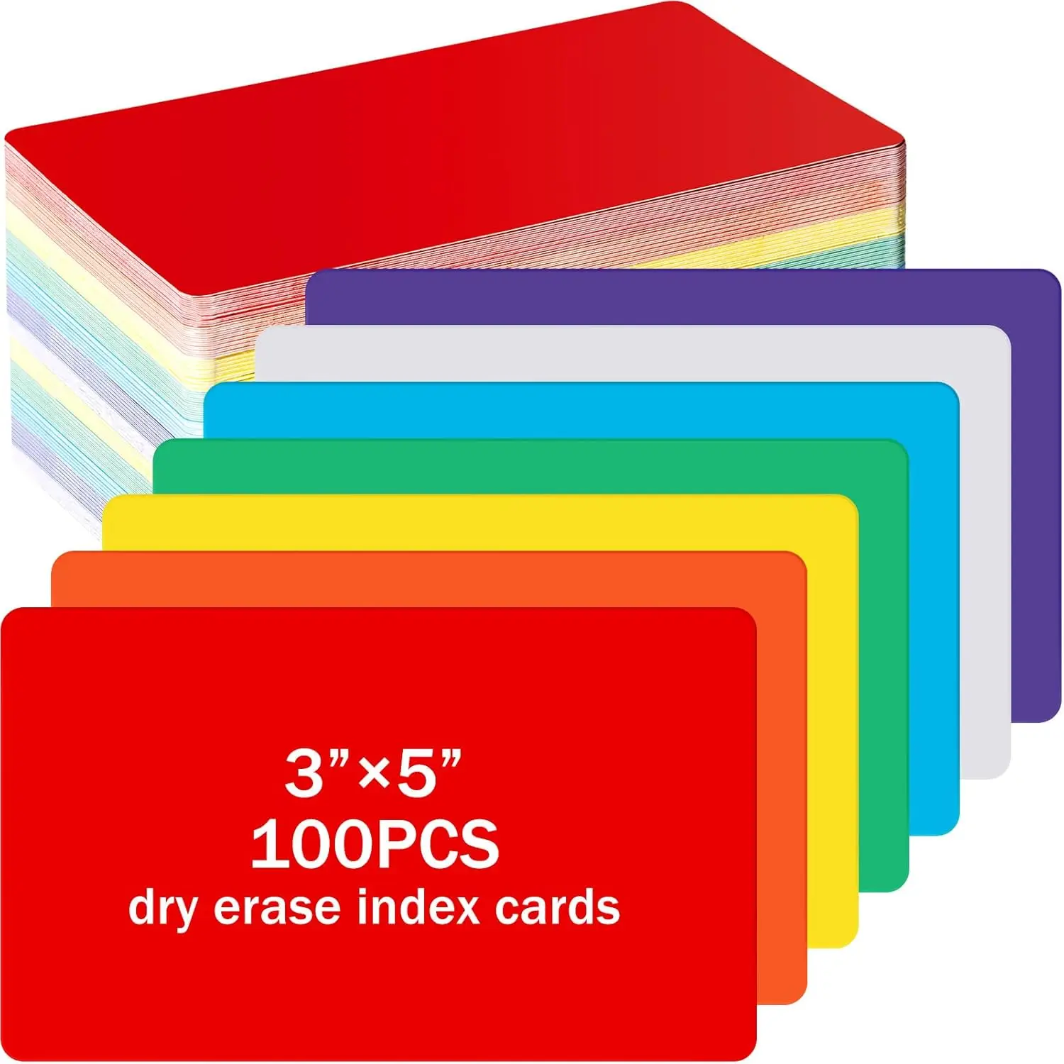 

100 Pcs Dry Erase Index Cards 3x5 Laminated Reusable Note Sheets for Office Home, Colorful
