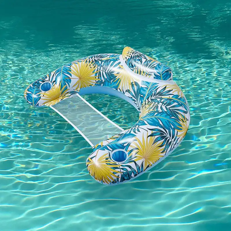 Swimming Pool Inflatable Chair With Cup Holder PVC Adult Pool Floats Swimming Pool Water Chair Single Layer Large Size Decor