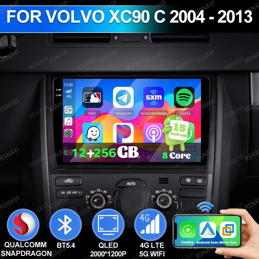 

Android 15 для Volvo XC90 C 2004-2013 Viedo Player Головное устройство GPS 5G WIFI Авторадио Автомобильное радио Мультимедиа Стерео DSP QLED