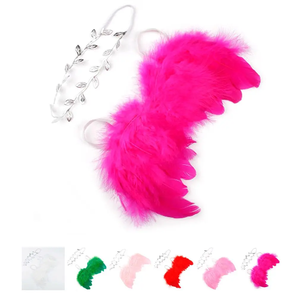 Accesorios de fotografía para recién nacidos, ala de Ángel blanca, accesorios de fotos para bebés, ala de plumas, pelo para niñas, accesorios para