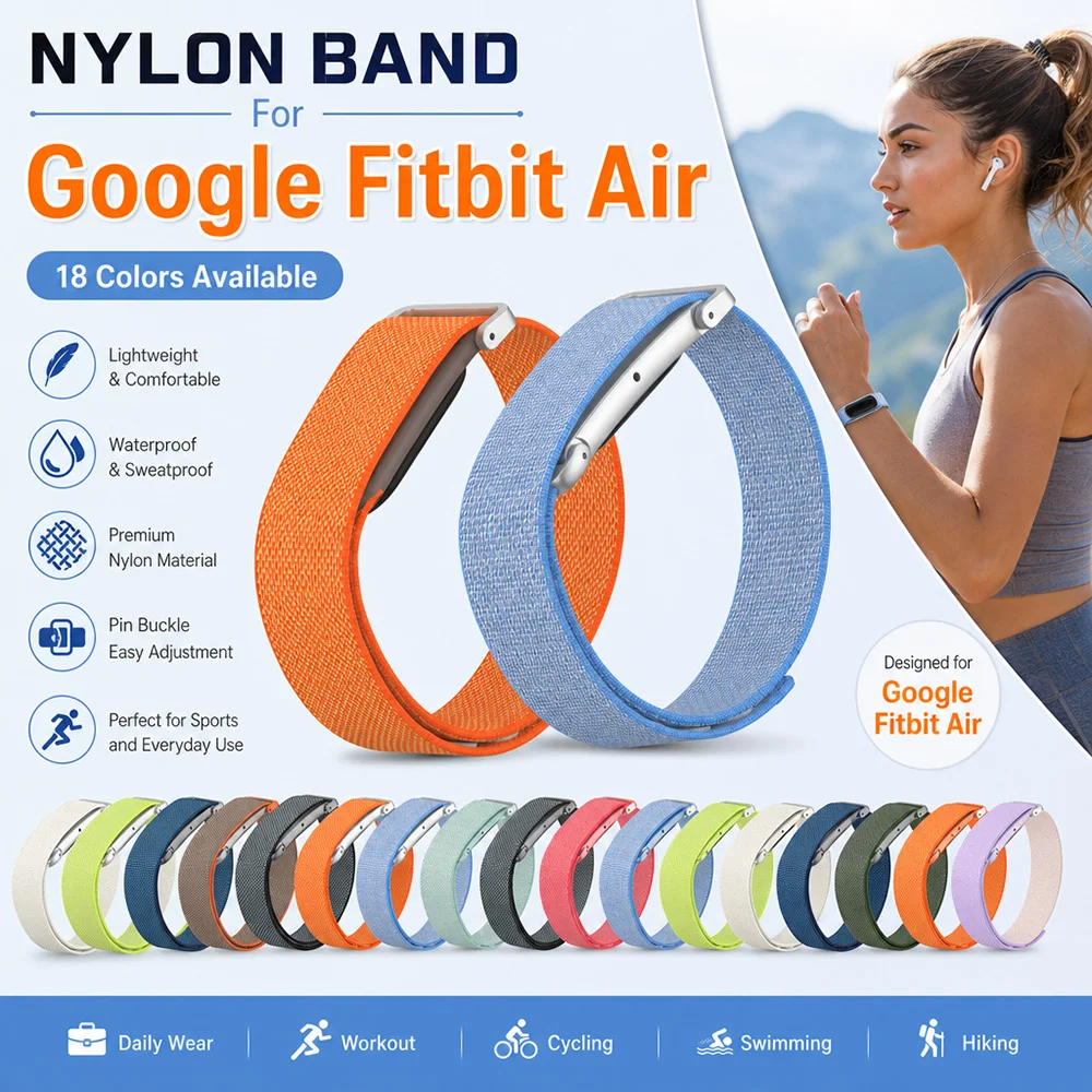 New Nylon Watch Strap for Google Fitbit Air Soft Breathable Stretch Comfort for Google Fitbit Air Extended Outdoor Pastime Wear