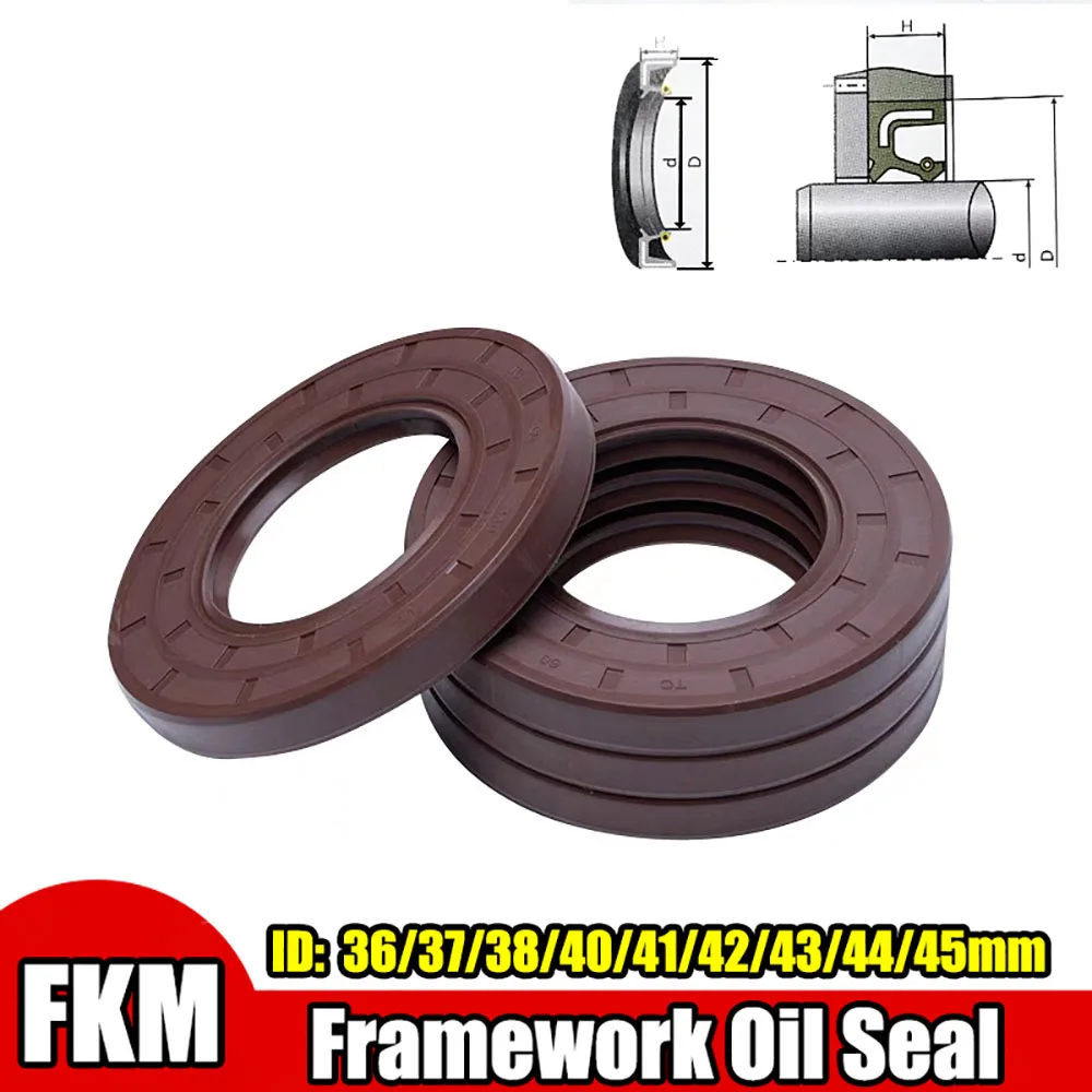 

FKM Framework Oil Seal TC ID 36/37/38/40/41/42/43/44mm Fluoro Rubber Gasket Rings Cover Double Lip With Spring for Bearing Shaft