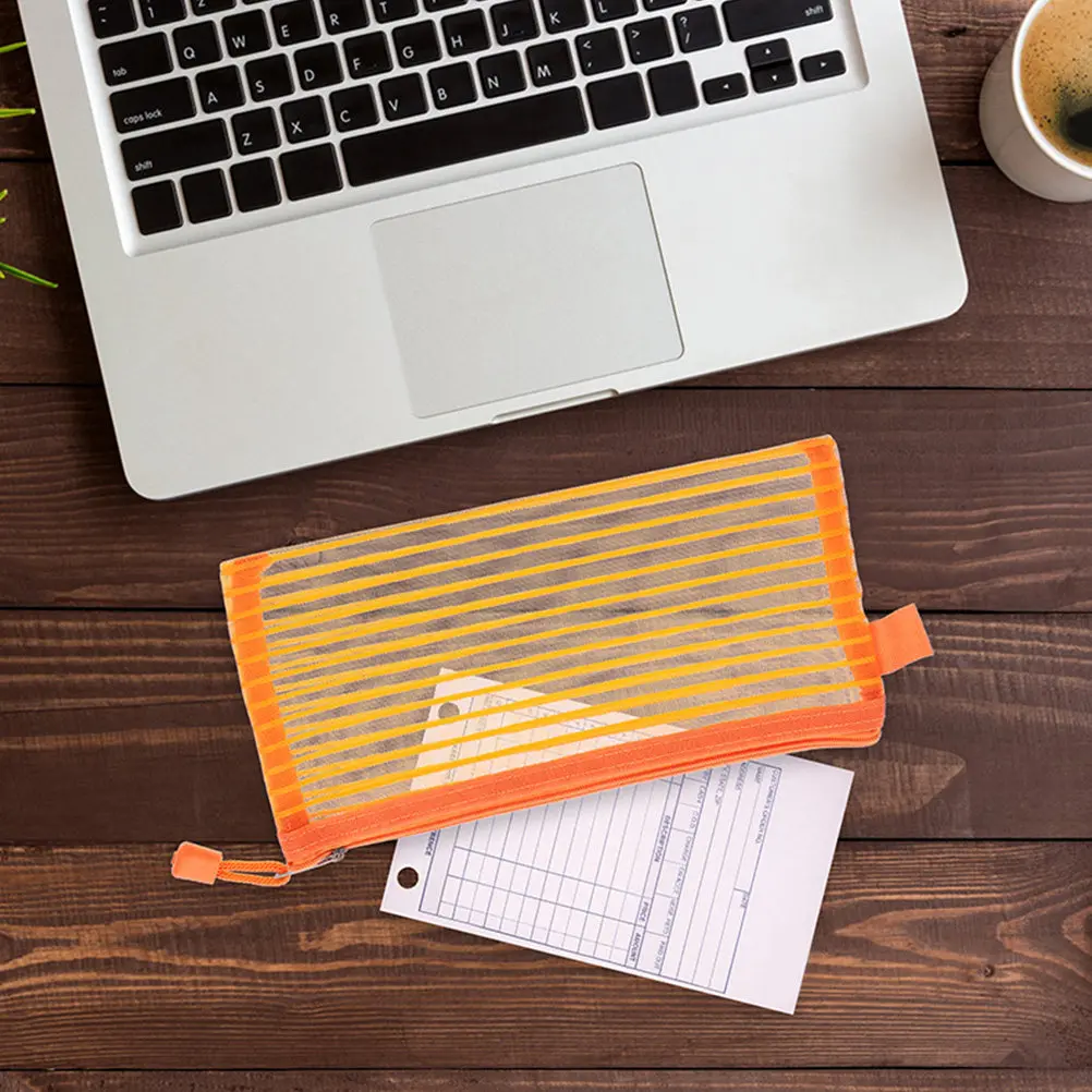 4Pcs Aluminum Alloy Polyester Zipper File Pouch Clear Visible Document Storage Bag for Students Office Travel Stationery